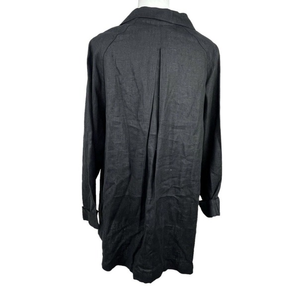 J. Jill Black Button Front Lagenlook Linen Jacket Size M - Picture 11 of 13